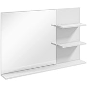 Specchio Bagno con Ripiani Laterali e Inferiore ¨C zephmum ¨C MDF Vetro Bianco 75x10x48 cm