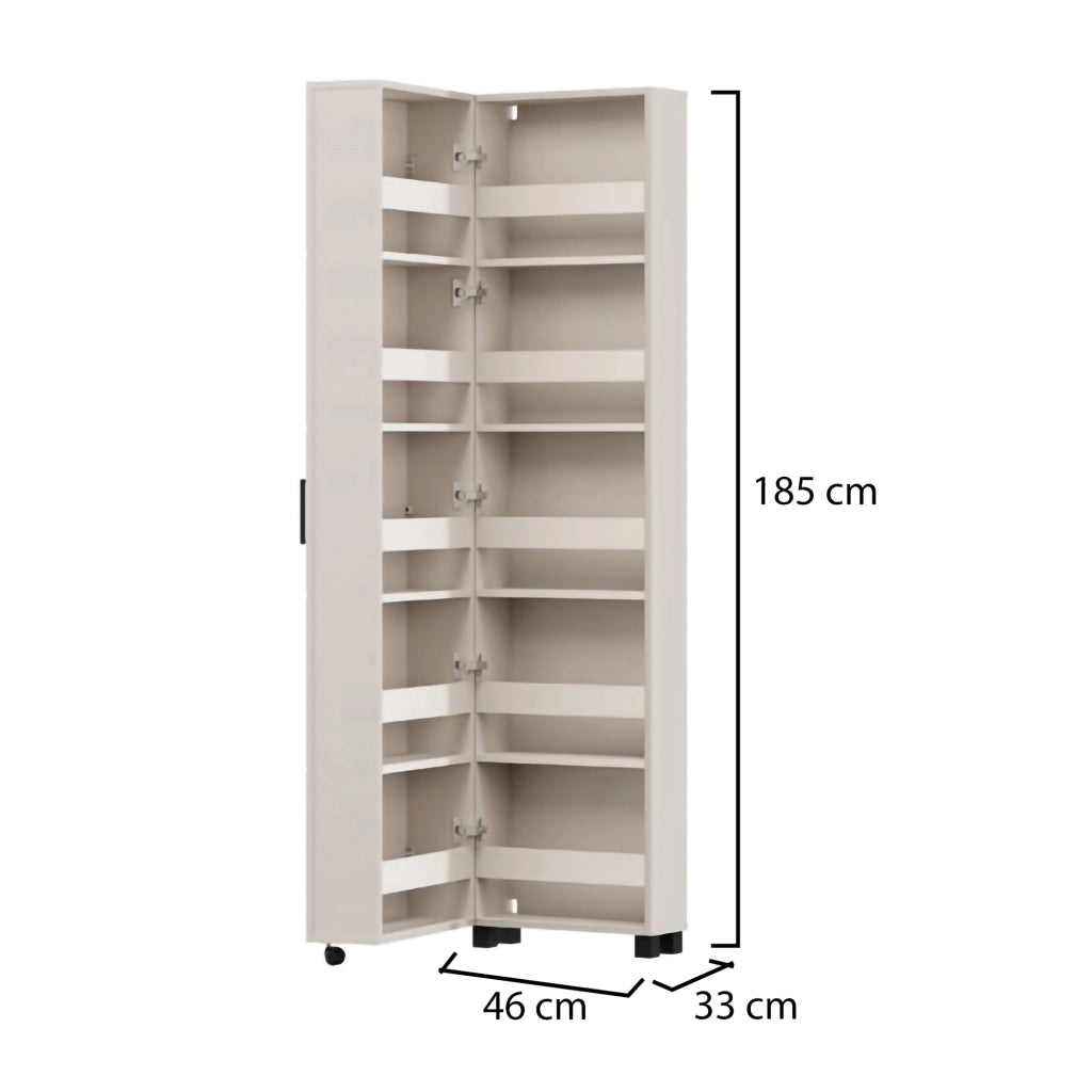 Mobile Portascarpe Visby, Scarpiera 10 Ripiani, 46x33x185h cm Bianco Crema