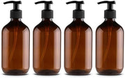 Set di pompe 500 ml - Navetta di 4 pezzi - Cappe pompa antiscivolo - Resistente al calore fino a 70 °C - Materiale PET - Sicuro per alimenti - Per sapone/lotion/shampoo - Dispensatore di sapone