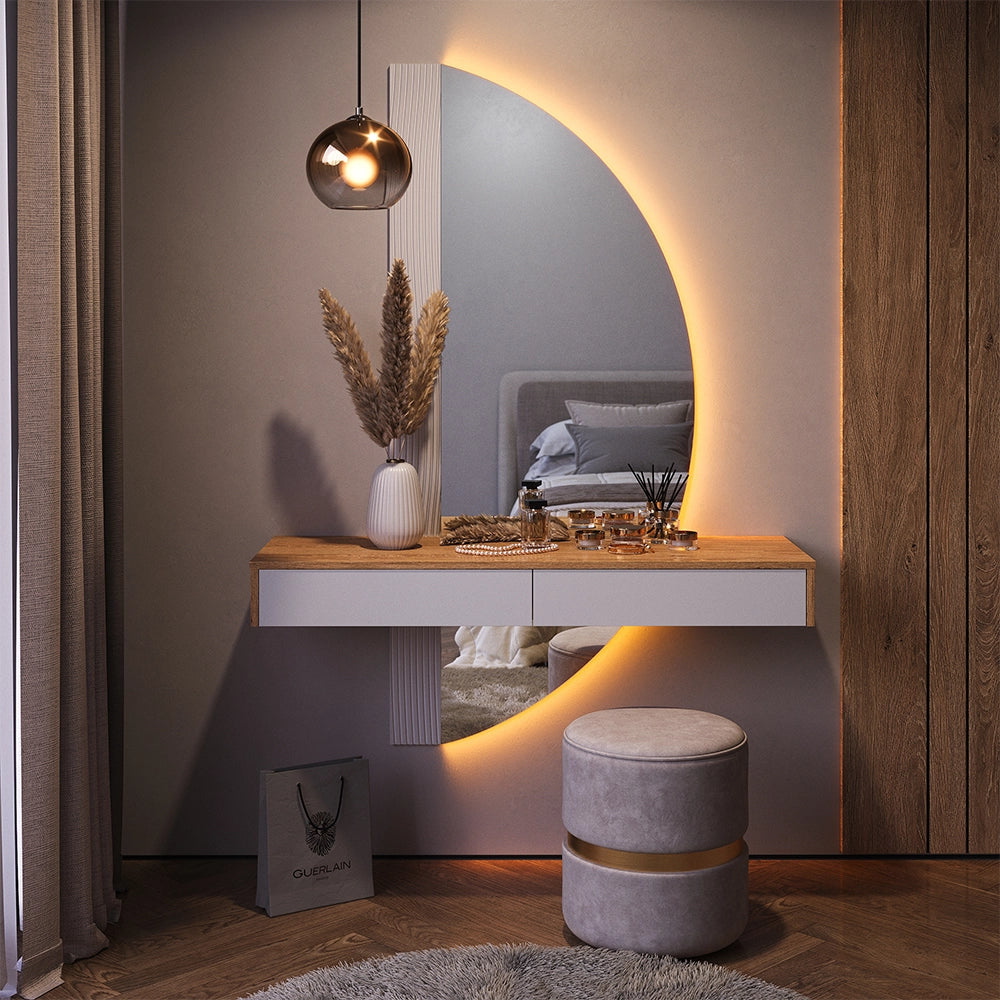 Vicco Tavolo da toeletta Bianco 120 cm con illuminazione a LED