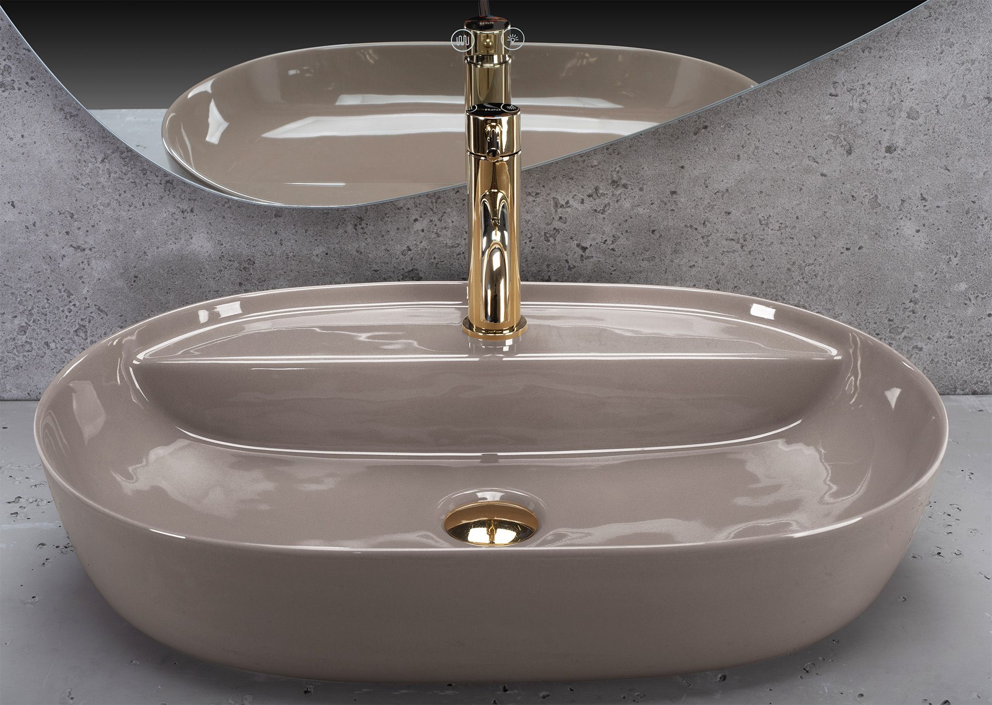 Lavabo Da Appoggio Rea Aura 61 Beige Shiny