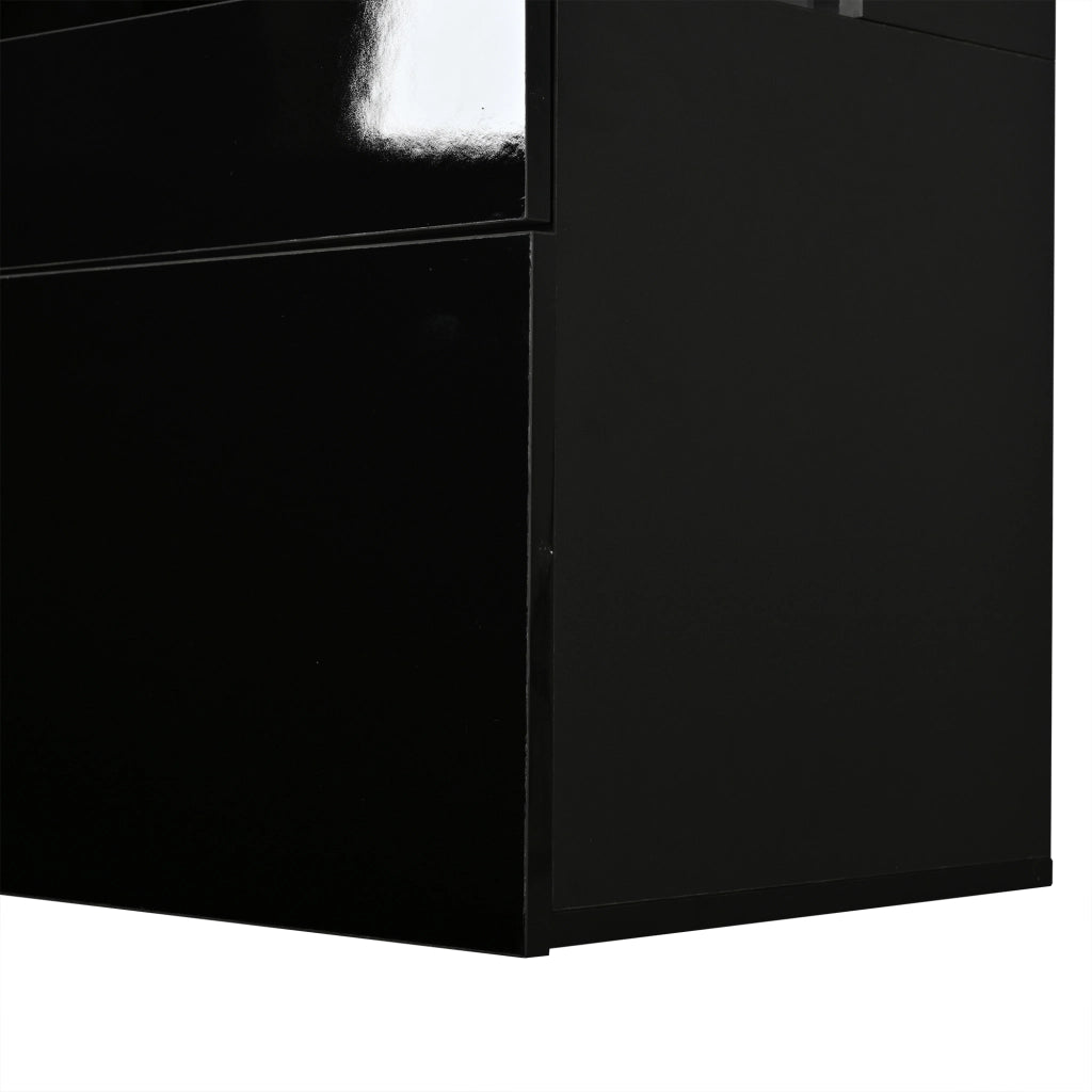 Madia con 3 ante LED controllate da app; 7 vani e frontale lucido nero 140 × 40.5 × 66.5 cm