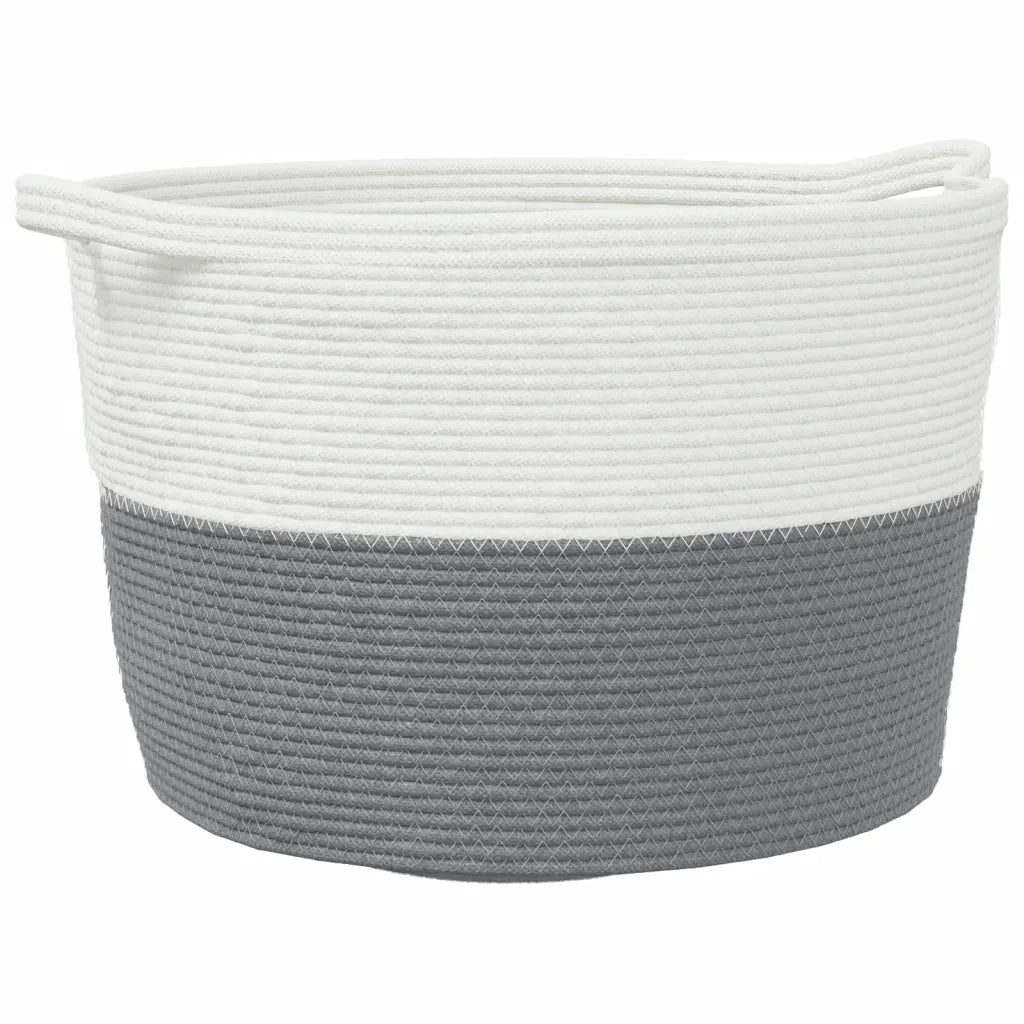 Cesto per Biancheria Grigio e Bianco ?60x36 cm in Cotone CFW6899085