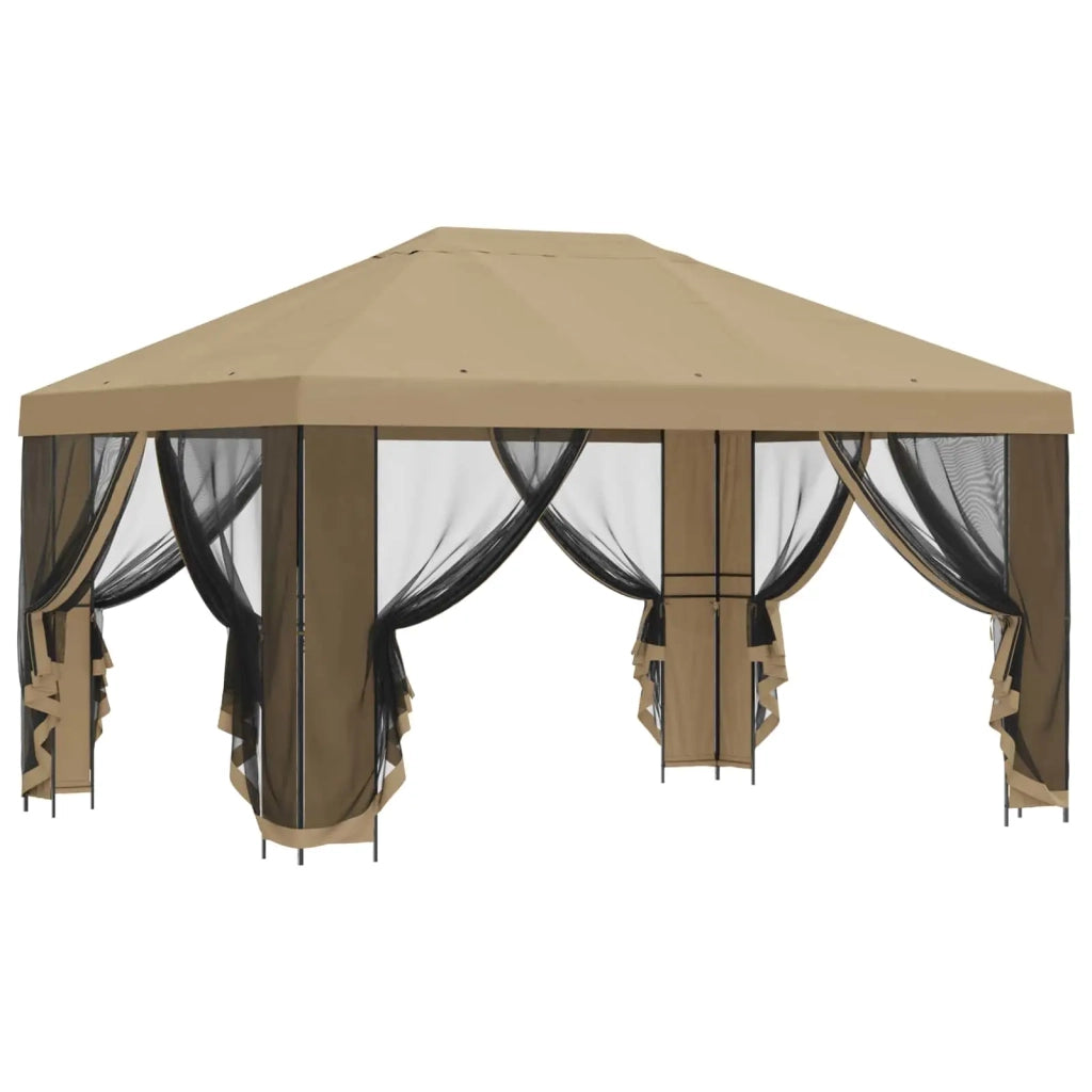 Gazebo da giardino con pareti laterali 4 × 3 m Beige