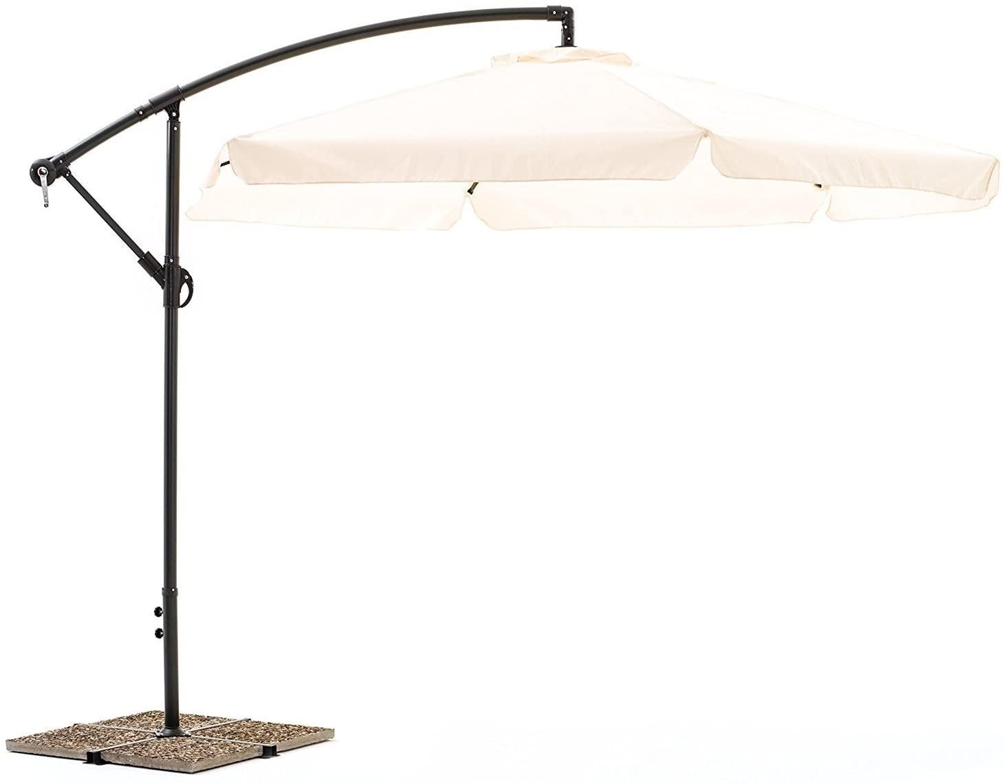 Ombrellone da Giardino Decentrato Ø3m con frangia Ecrù