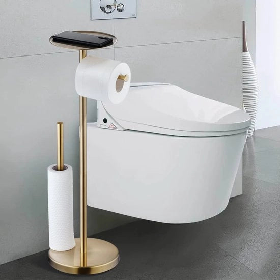 Toilette con contenitore per carta igienica e caricabatterie, contenitore per carta igienica autonomo, dispensatore carta igienica, contenitore con base in acciaio inossidabile, acciaio inossidabile SUS 304.