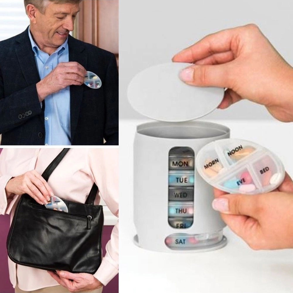 Trade Shop - Porta Pillole Organizzatore Settimanale Pillole E Vitamine Pill Pro 4 Scomparti -