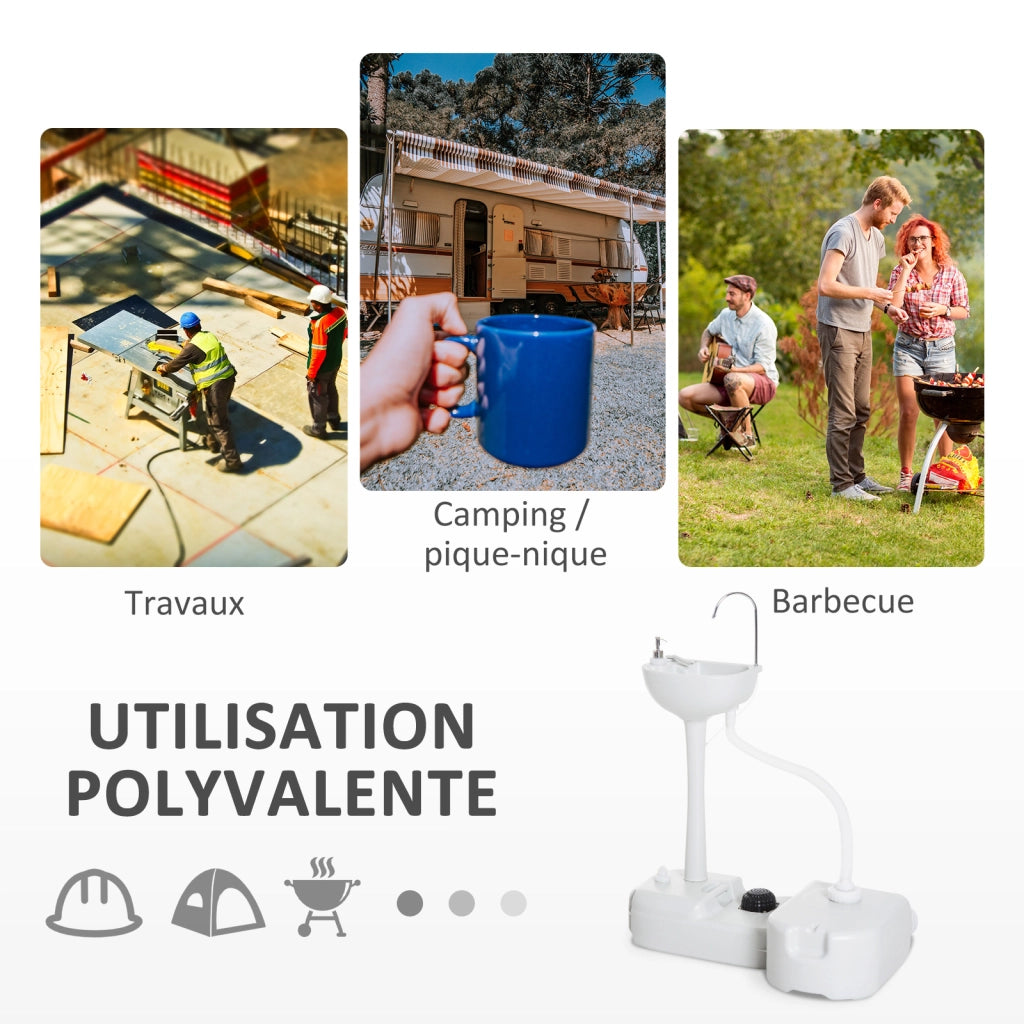 Lavello Portatile da Giardino e Campeggio ¨C zephmum ¨C Grigio 83x50x103 cm