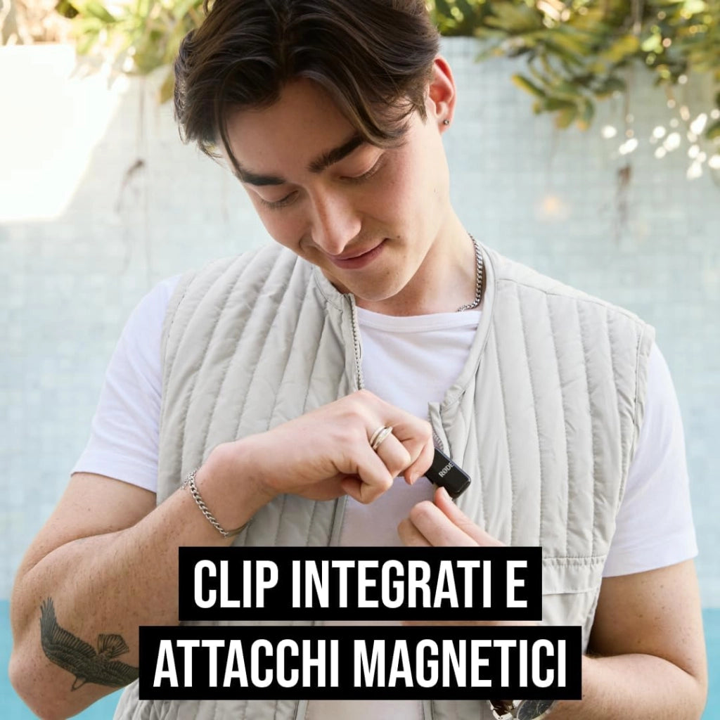 RØDE Wireless Micro - Microfono wireless compatto, due microfoni con custodia di ricarica per la creazione di contenuti per smartphone - Lightning, nero