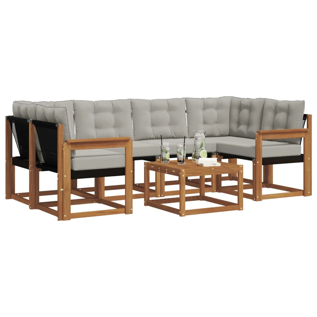 Set di divani da esterno 7 pcs Grigio Naturale e Chiaro 3368442