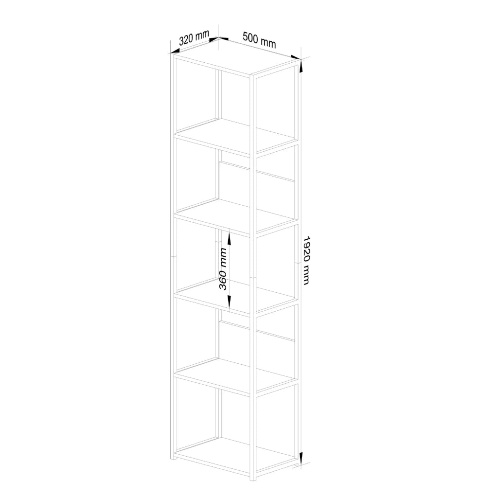 Scaffale stile industriale con ripiani in legno 50 cm Nera, Quercia Sonoma 50x32x192 cm