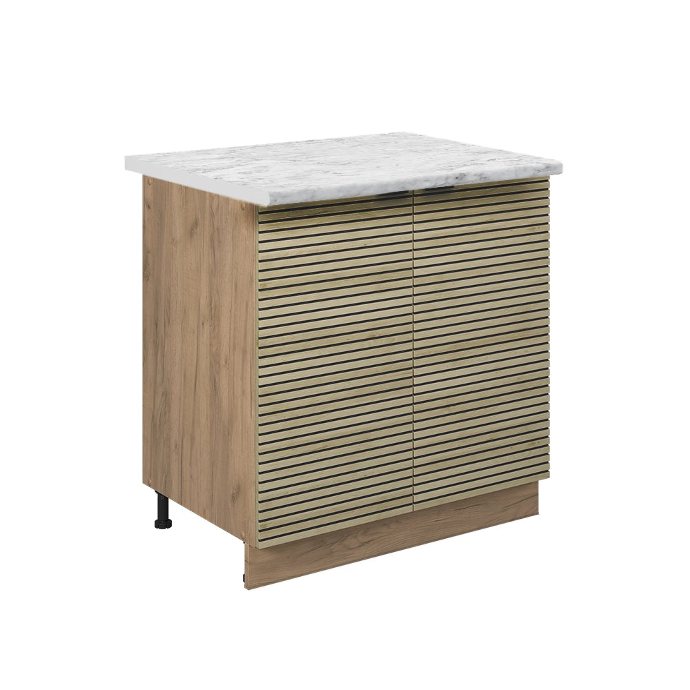 Mobiletto base cucina Fame-Line Pannello in quercia/Rovere dorato 80 cm con ripiano, PL Marmo Vicco