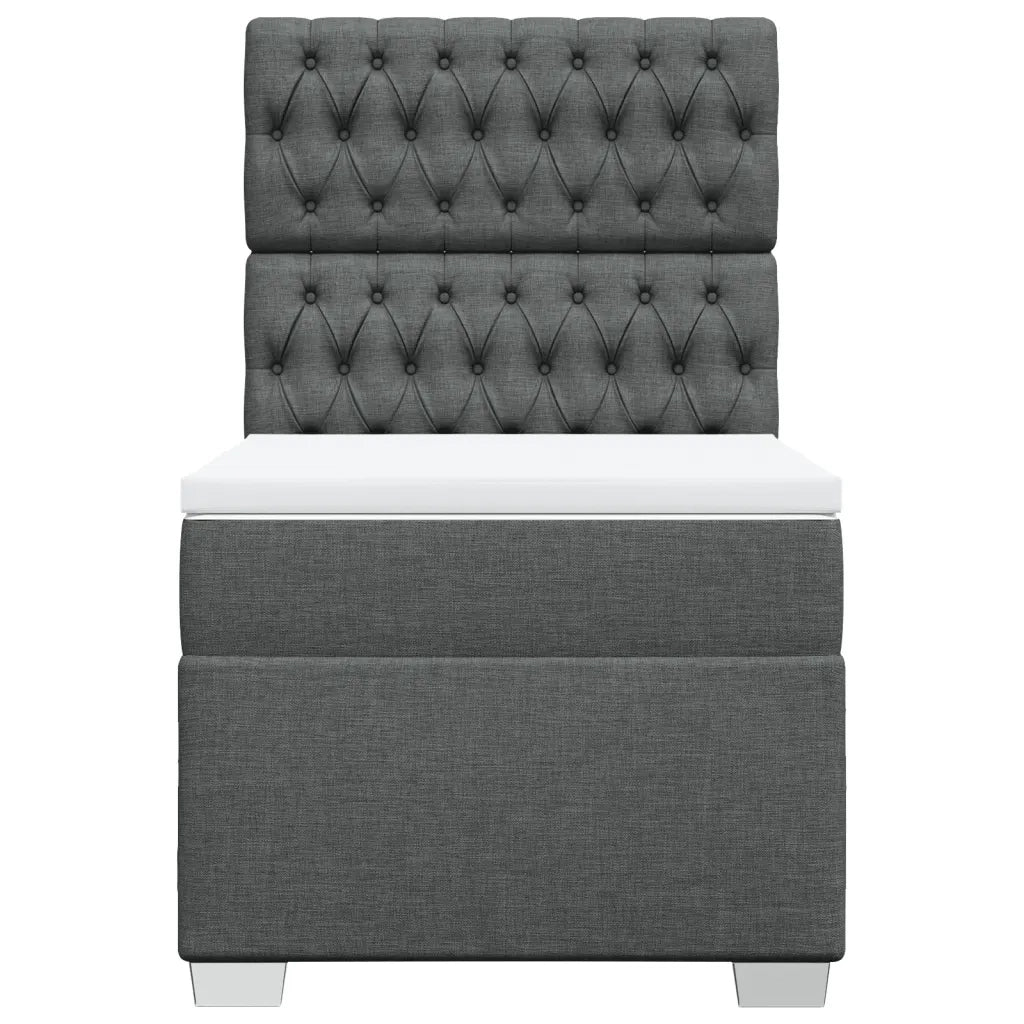 Giroletto a Molle con Materasso Grigio Scuro 90x200 cm Tessuto