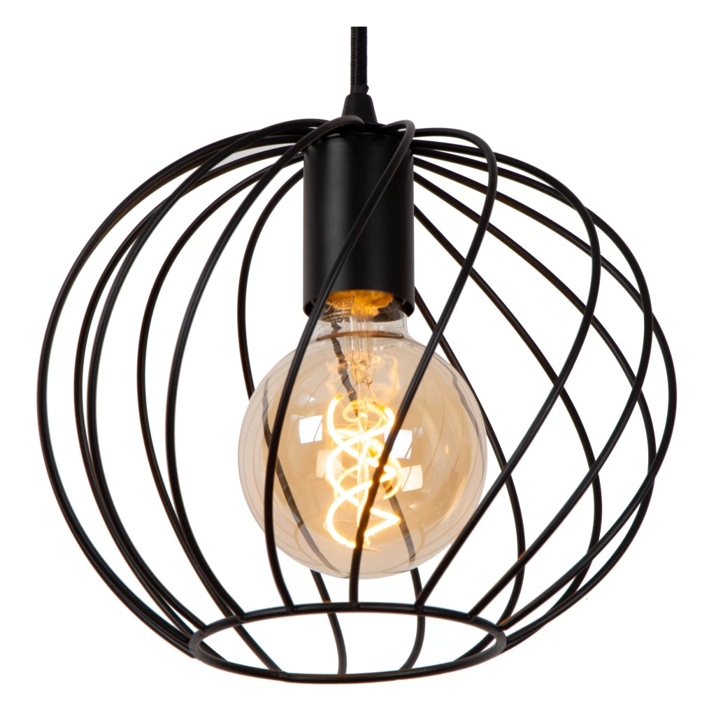 Lampada a sospensione Lucide Danza metallo nera 3xE27 Ø50