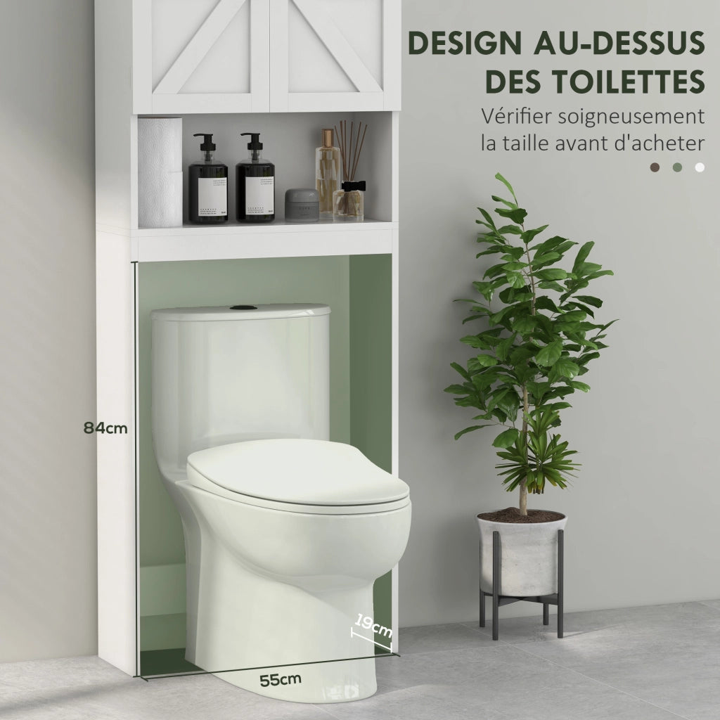 Armadio da Bagno 2 Porte con Ripiani ¨C zephmum ¨C 58.5x23x170 cm Bianco