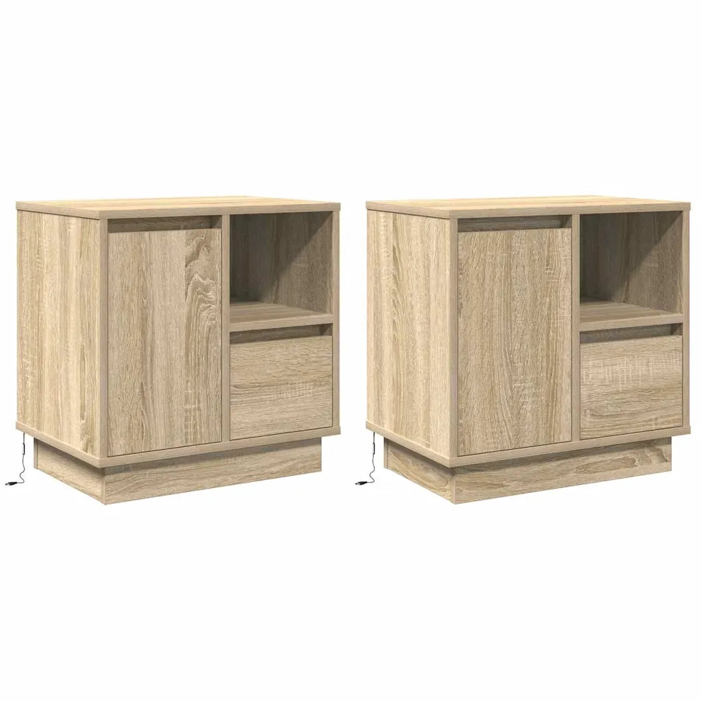 Set di 2 Comodini | Armadio da Notte | Mobiletto da notte Rovere Sonoma 50 x 34,5 x 50 cm.