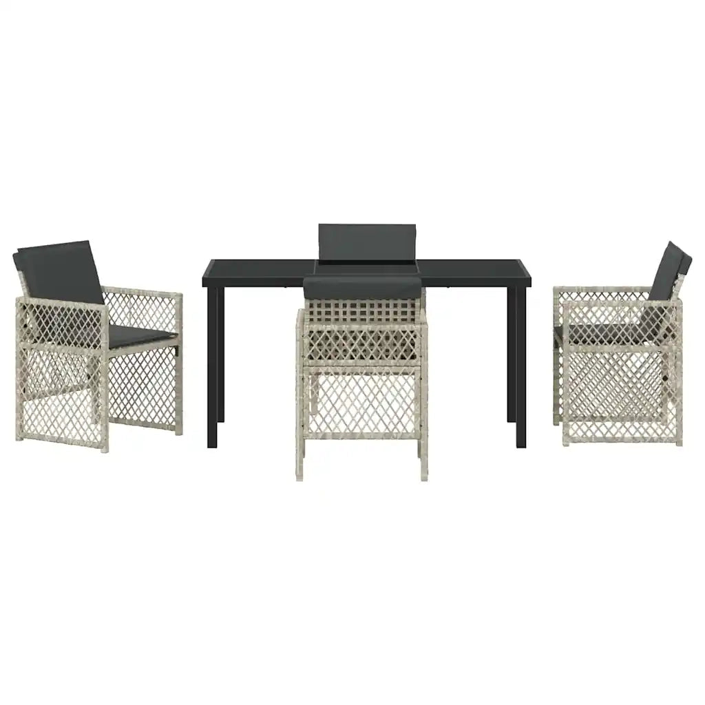 Set da Pranzo per Giardino 5 pz | Set Salotto da Giardino Grigio chiaro polyrattan