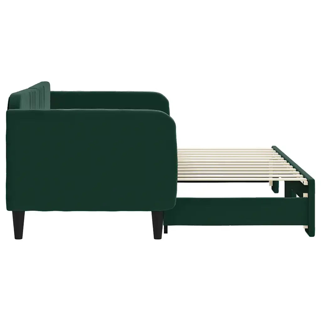 Divano Letto con Letto Estraibile Verde Scuro 80x200cm Velluto