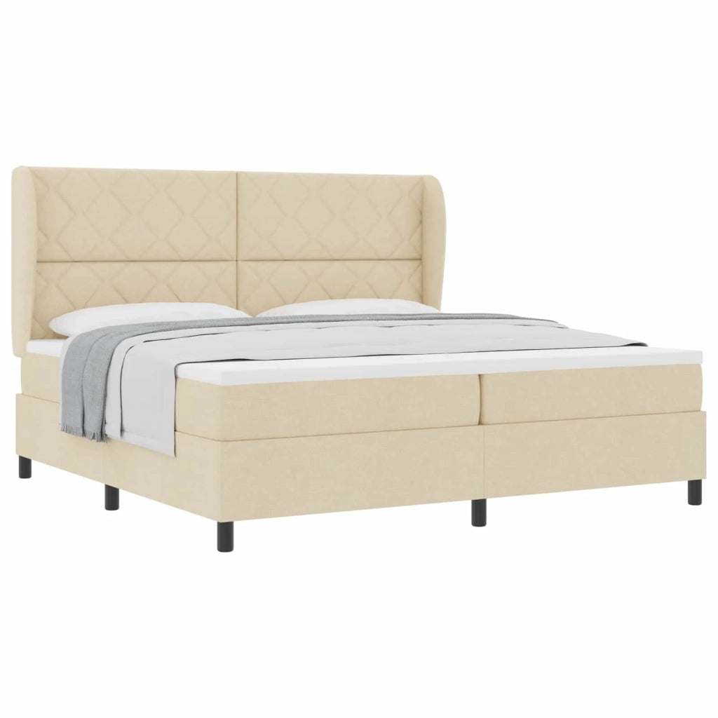 Letto a molle con materasso Crema 200 x 200 cm Tessuto 3340653