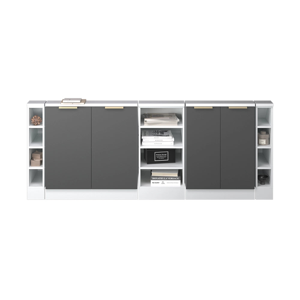 Set di mobili sottotetto Rion Antracite-oro/Bianco 210 cm Set di 5 Vicco