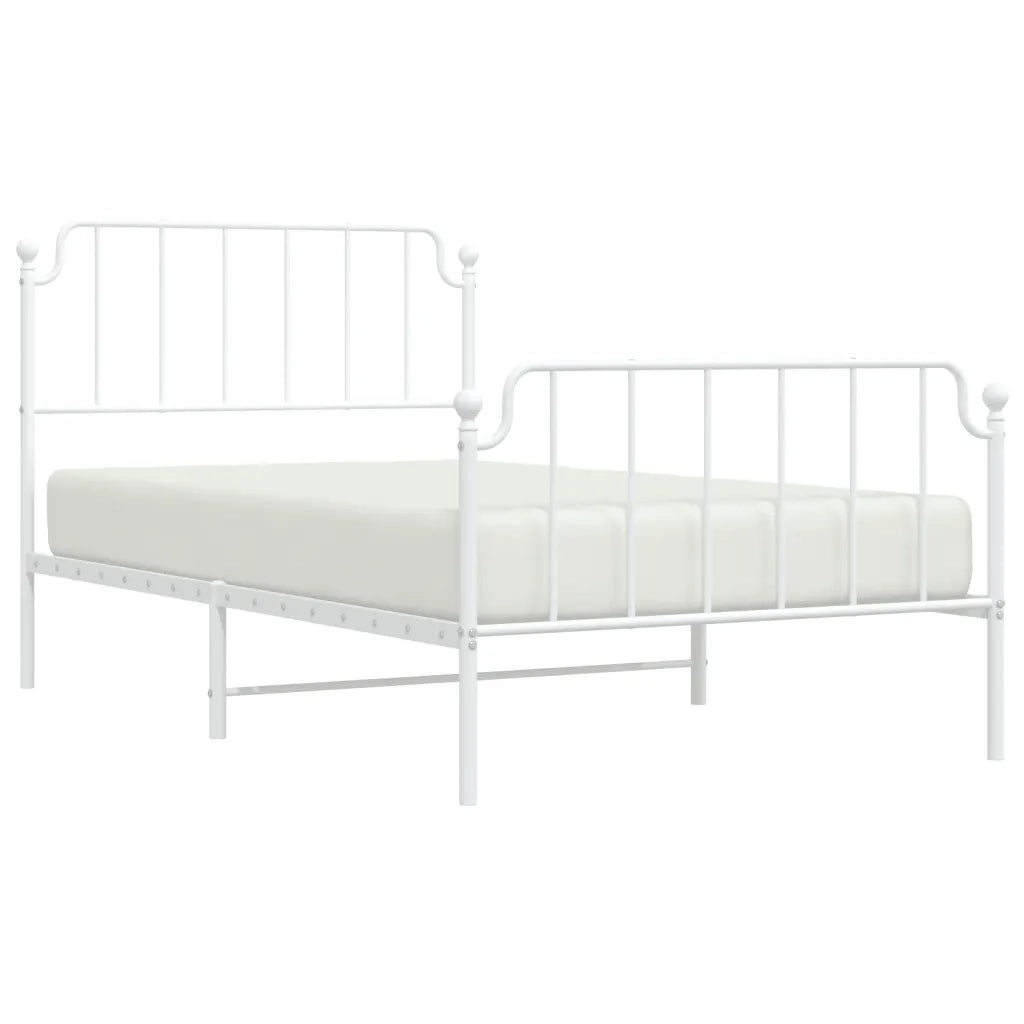 Giroletto con Testiera e Pediera Metallo Bianco 107x203 cm 373950
