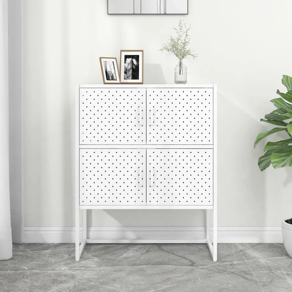 Credenza Alta Bianca 80x35x100 cm in Acciaio cod mxl 42764