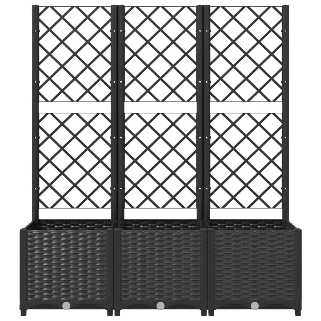 Fioriera rialzata per piante fiori patio giardino con traliccio 120 x 40 x 136 cm PP nero 02_0038237