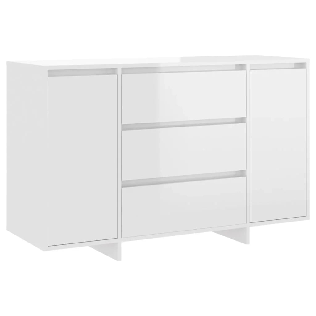 Buffet credenza cassettiera mobiletto mobile contenitore organizer per cucina soggiorno salotto e 3 cassetti finitura lucida 120 x 41 x 75 cm legno ingegnerizzato bianco 02_0031753