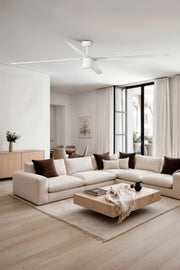 FARO Ventilatore da soffitto con luce motore DC 6 velocita telecomando funzione inversa per soffitti inclinati per ambienti fino a 39 m² Bianco Acciaio FARO-33494