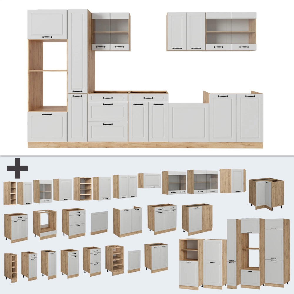 Vicco Cucina completa  Casa di campagna bianca/quercia dorata 350 cm , PL Rovere
