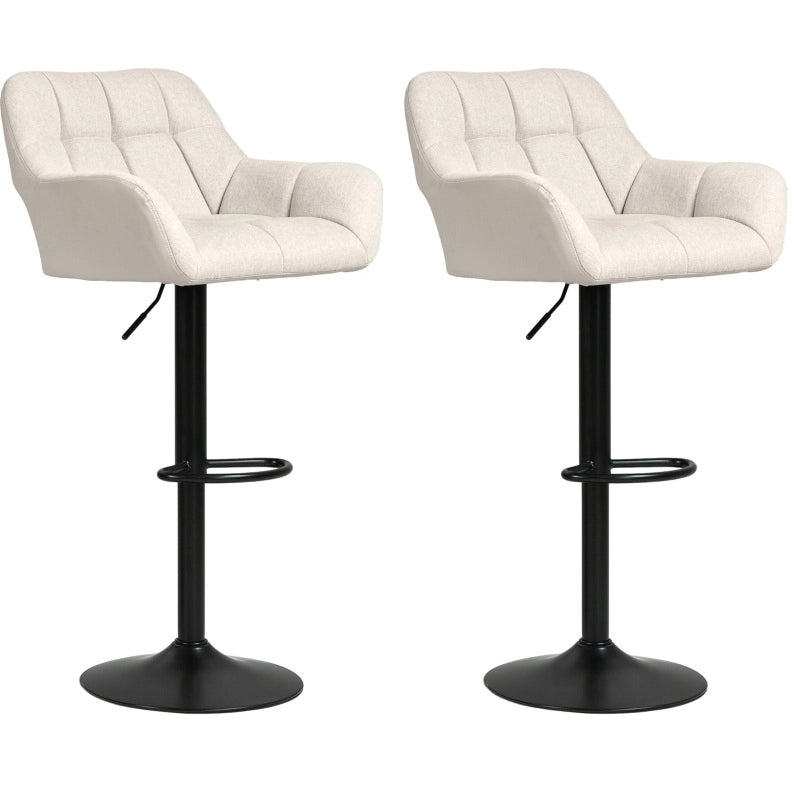 Set di 2 sgabelli da bar girevoli regolabili crema e nero