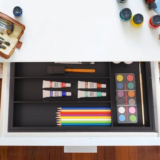 Organizzatore per stoviglie in legno di bambù HBD 5 x 325-55 x 445 cm 5-7 contenitori organizzatore per stoviglie cassettiera della cucina nera - espandibile - alta qualità