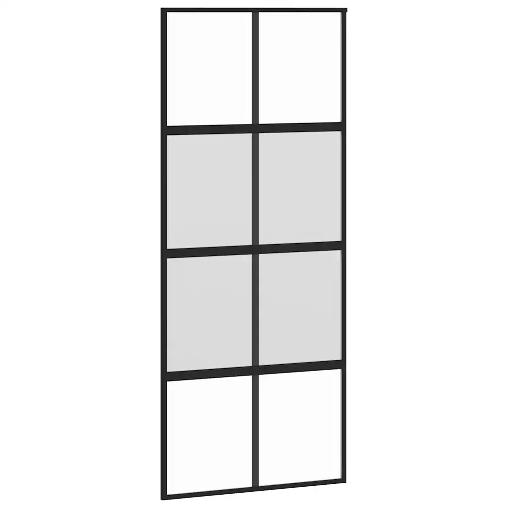 Porta Scorrevole Set Ferramenta Nera 90x205 cm Vetro Temperato 3375833