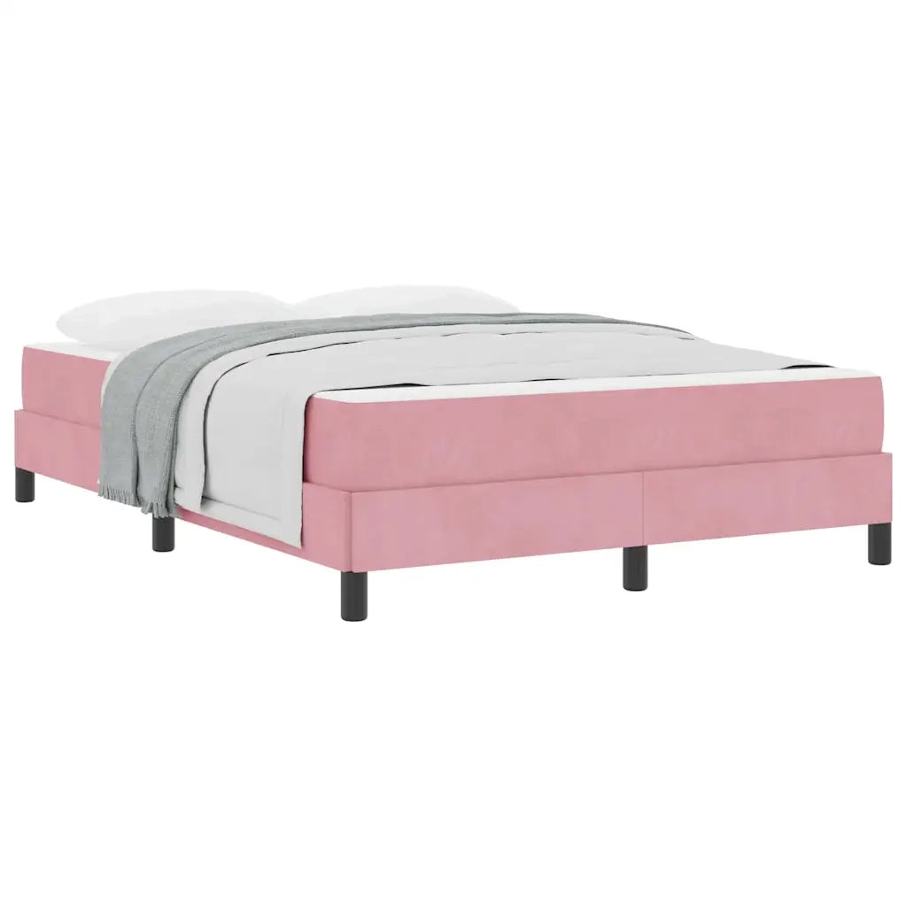 vidaXL Letto box spring con materasso Rosa 140 x 190 cm Velluto