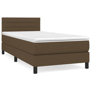 Letto singolo | Letto per adulti | Giroletto a Molle con Materasso Marrone Scuro 80x200 cm Tessuto
