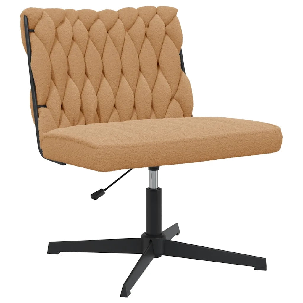 Sedia da Ufficio Girevole in Tessuto Riccio Beige Effetto Lana 4105400