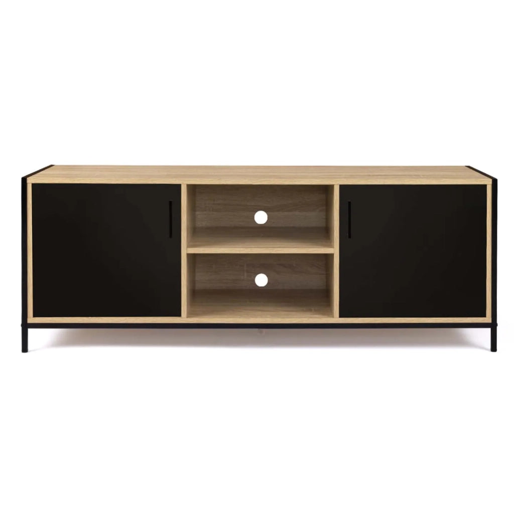 IDMarket - Porta TV BOSTON 140 cm a 2 ante nero di design industriale