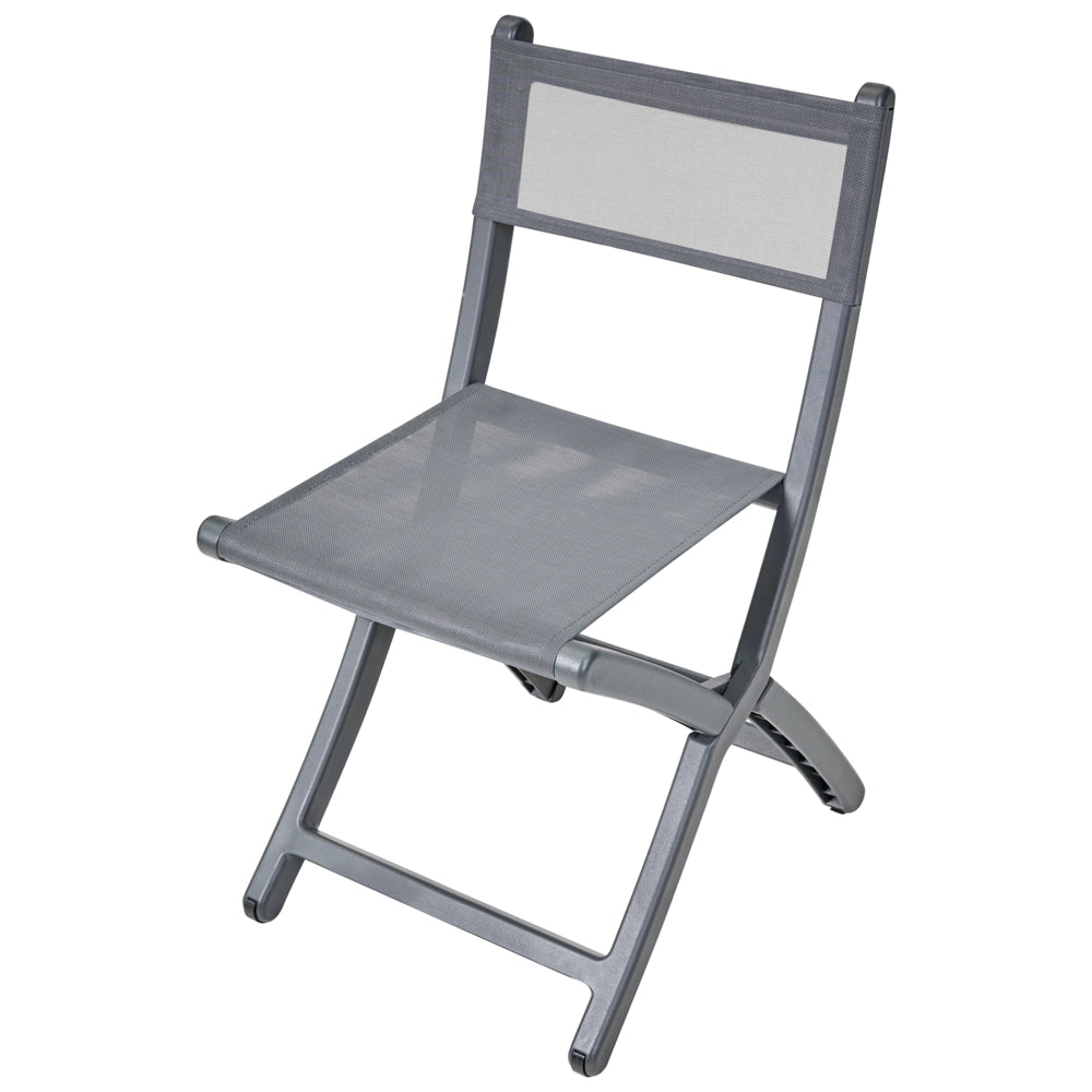 Set di 4 sedie da pranzo in plastica per esterni senza braccioli pieghevoli grigio scuro stile minimalista