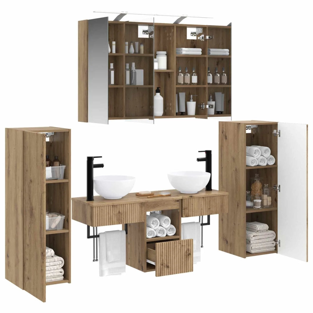 Set di mobili per il bagno 6 pcs Rovere Artigianale 3407118