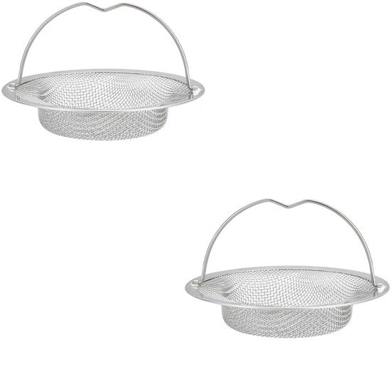 Struzzo per Lavandino - Filtro Anticlog - Ideale per Cucina e Bagno - Rvs - 2 Pezzi - Protezione Effettiva Contro l'Accumulo di Rifiuti