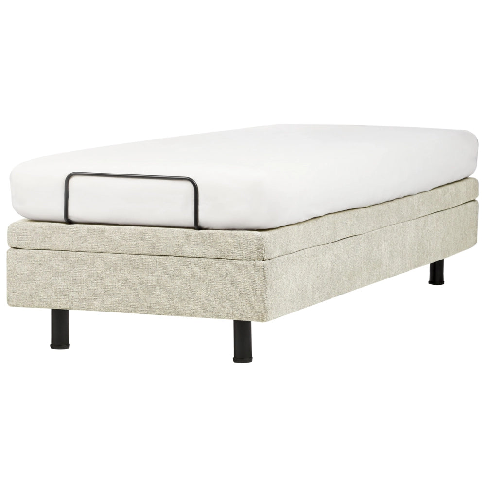 Letto Tessuto Beige chiaro Elettrico Regolabile con Telecomando 90 x 200 cm