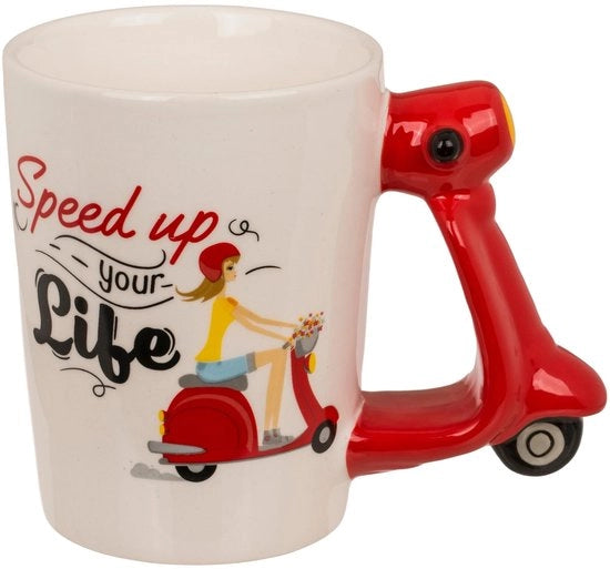 Tazza da Caffè 300 ml - Bicchiere Ceramico - Design Scooter - Manico - Tazza Creativa - Ideale per Bevande Calde