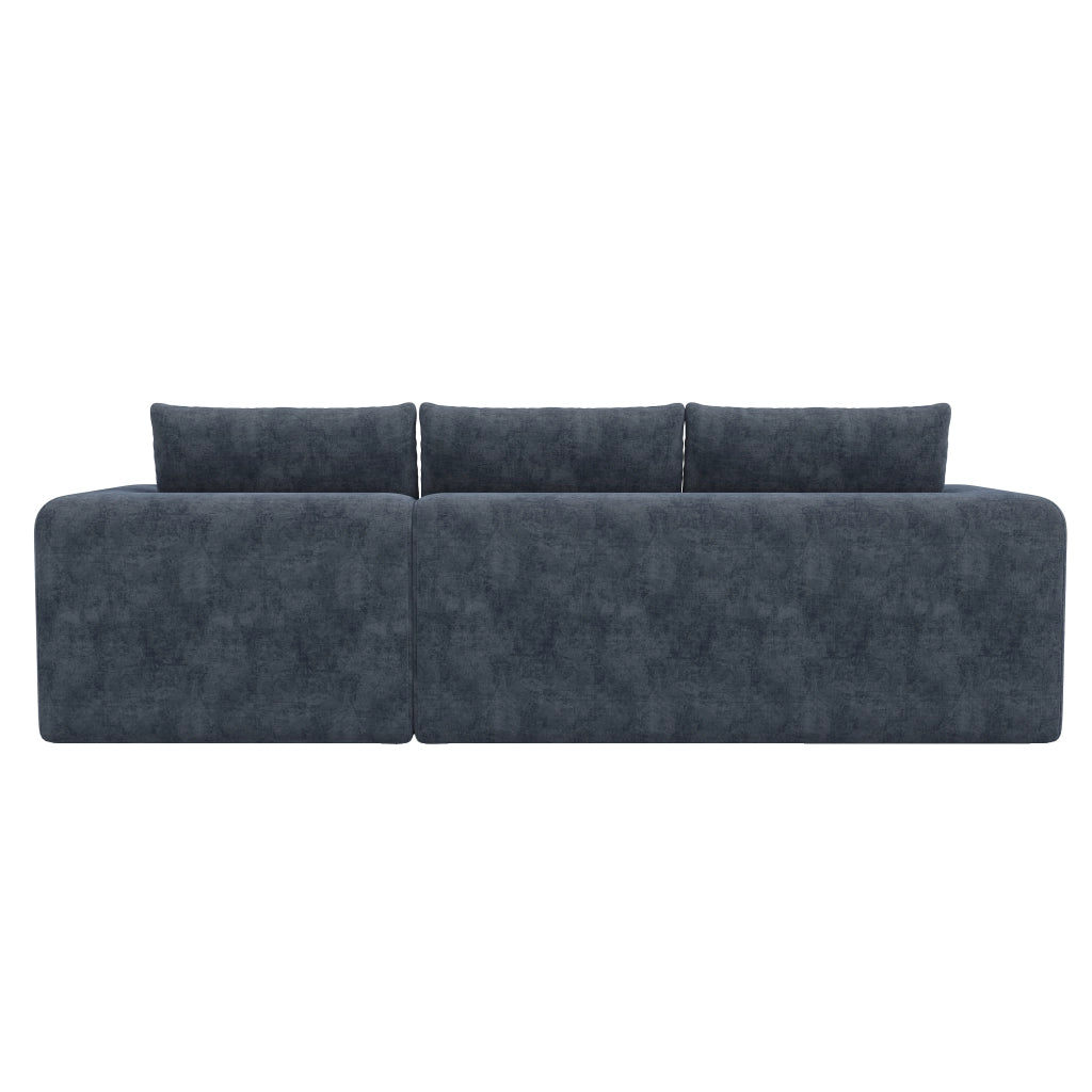 Divano angolare modulare senza struttura 3 o 4 posti con cuscini, in Chenille Blu