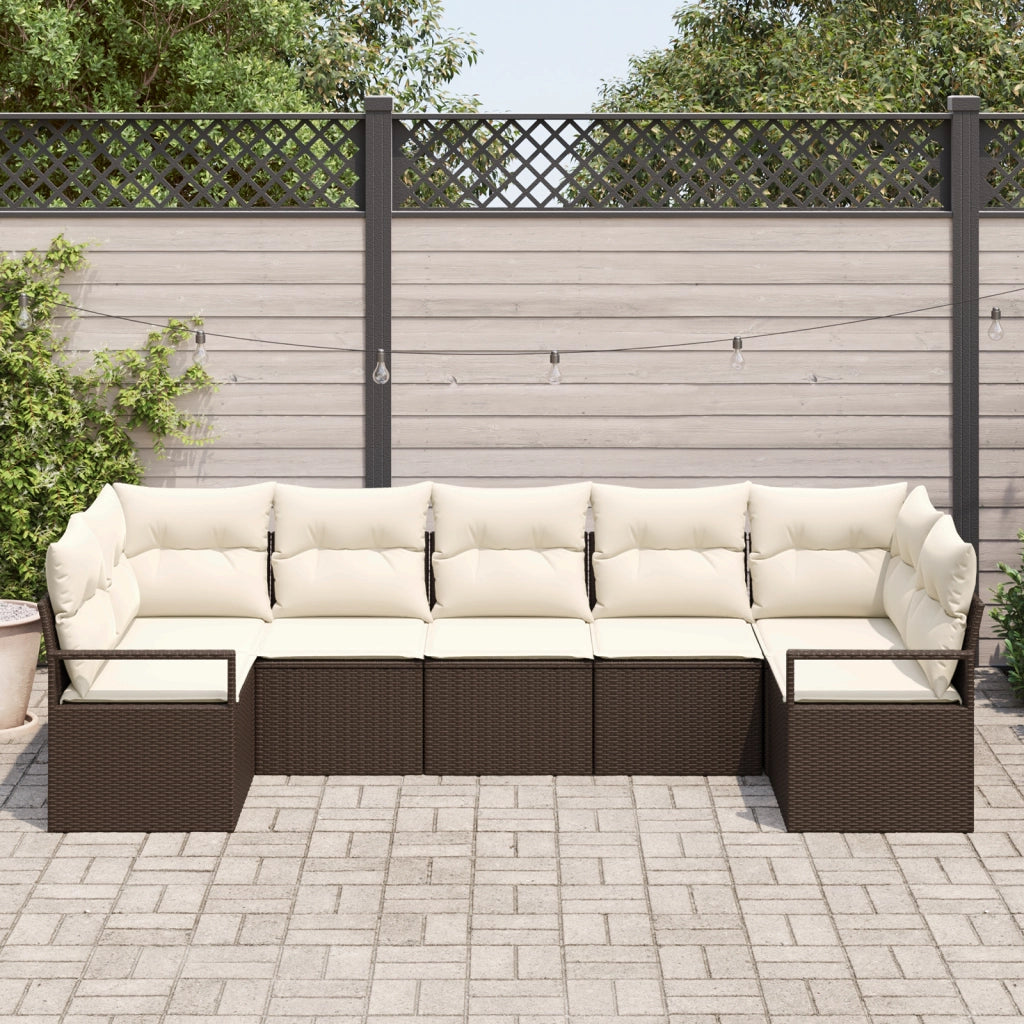 Set di divani da giardino 7 pezzi  con cuscini marrone