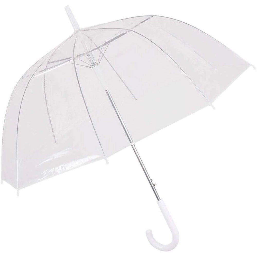 Trade Shop - Ombrello Trasparente A Cupola Automatico 90cm In Pvc Protezione Sole E Pioggia -