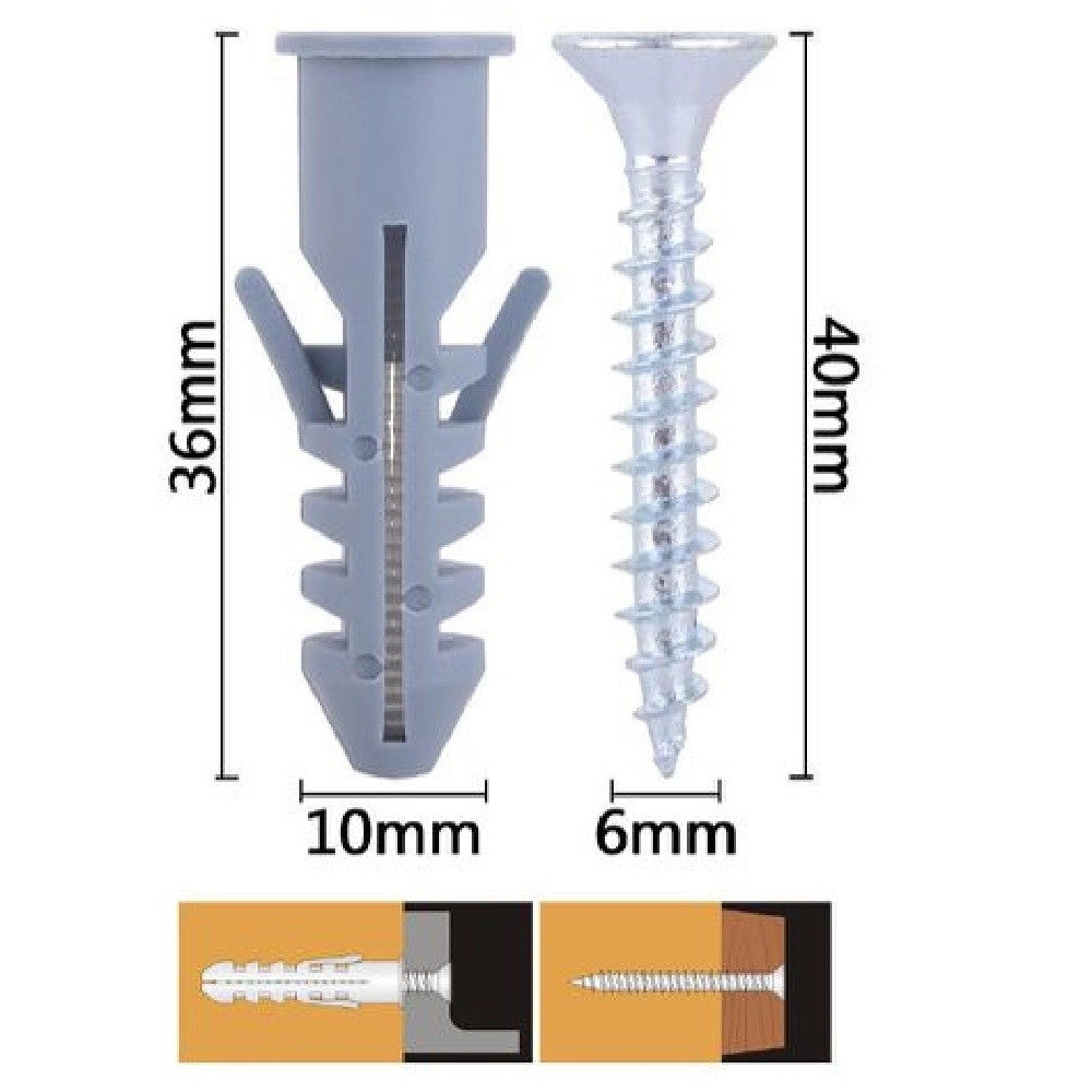Trade Shop - Set 5pz Viti Vite Croce 6x40mm + Tasselli Con Alette Tassello M10 Fischer 57572 -