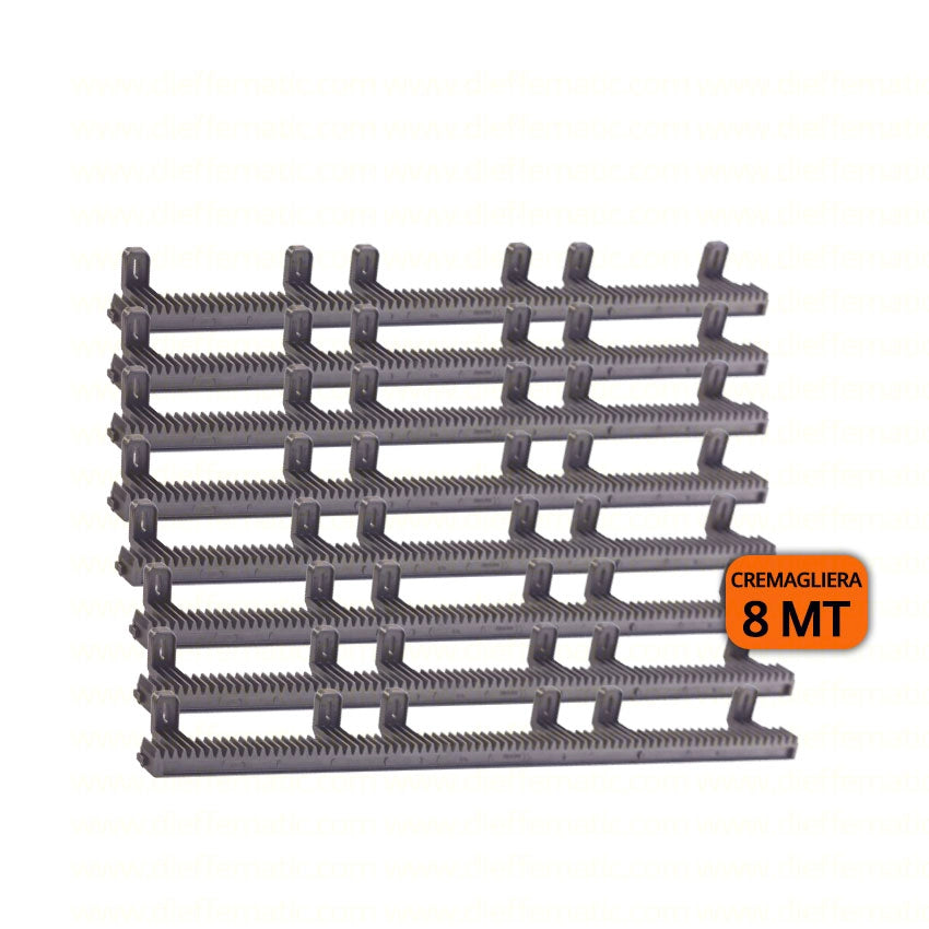 KIT CREMAGLIERA 8 MT METRI UNIVERSALE CANCELLO SCORREVOLE NYLON PLASTICA