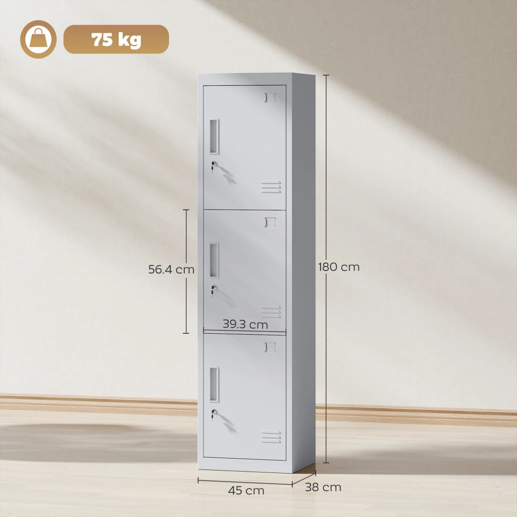 Armadio per Ufficio ¨C zephmum ¨C Grigio Chiaro, Acciaio, 45x38x180 cm