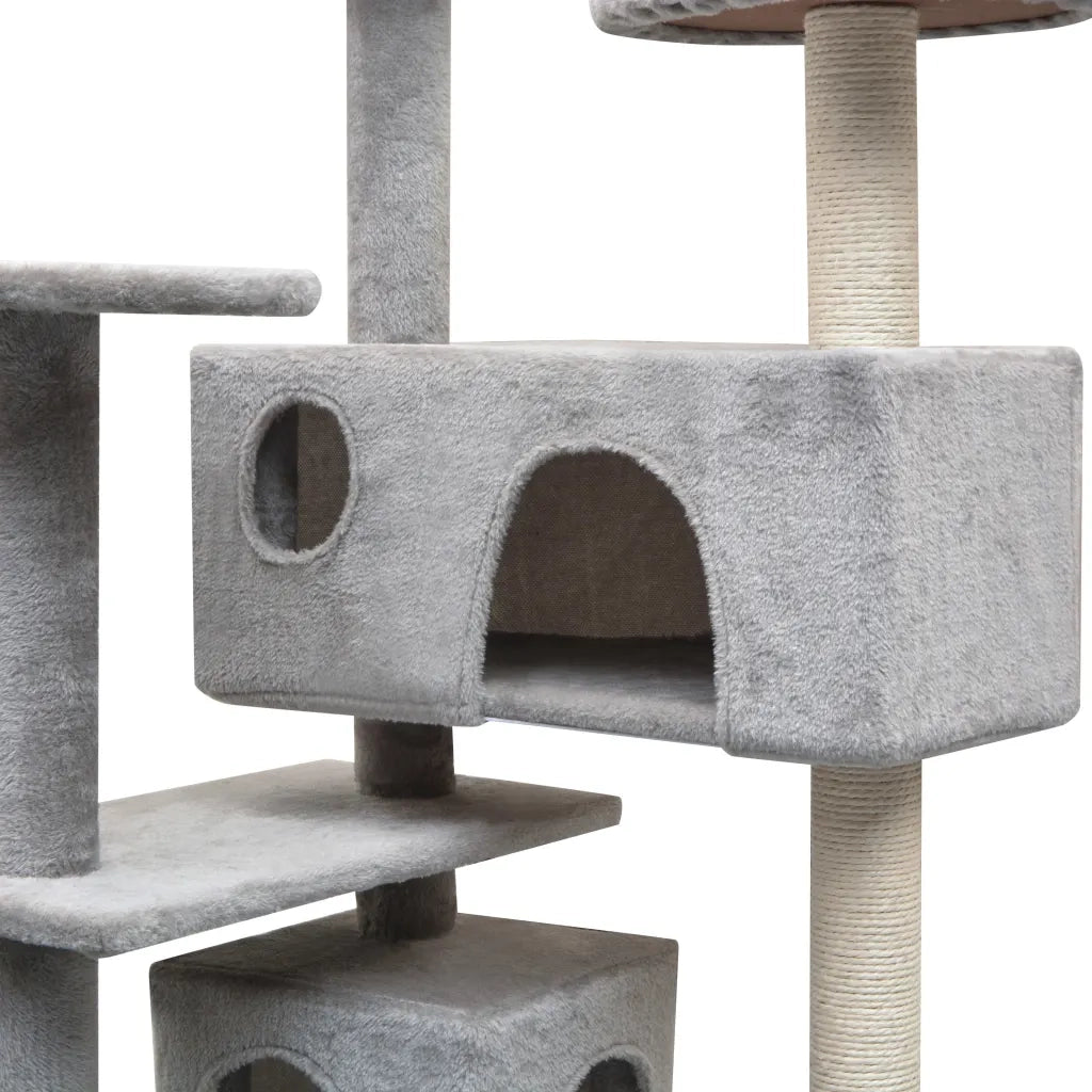 Albero per Gatti con Tiragraffi in Sisal 125 cm Grigio 170475