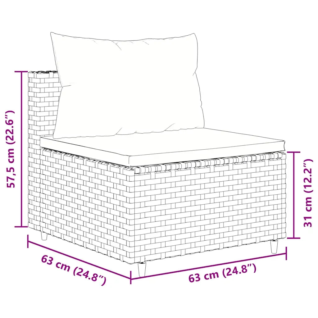 Set Divani da Giardino 5 pz con Cuscini Nero in Polyrattan